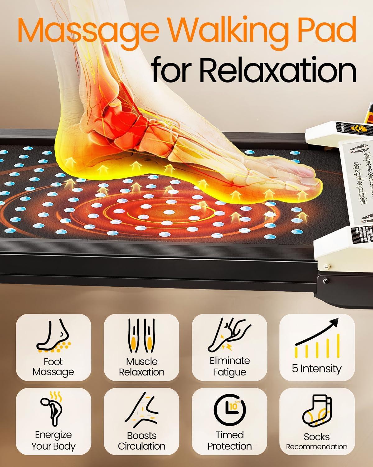 imageAKLUER Walking Pad with Incline  DualSided 2 in 1 Under Desk Treadmill with Shiatsu Foot Massager 330LBs Walking Pad Treadmills for Home and Office LED Display and Remote ControlBlack