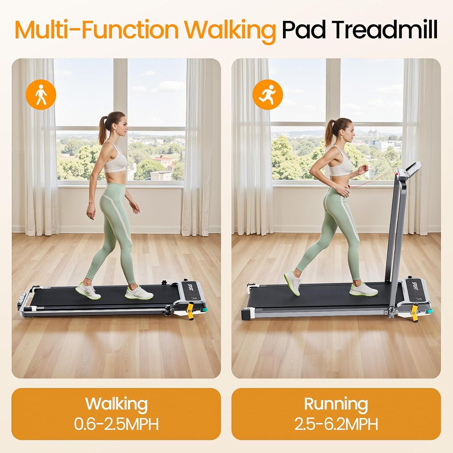 imageAKLUER Walking Pad with Incline  DualSided 2 in 1 Under Desk Treadmill with Shiatsu Foot Massager 330LBs Walking Pad Treadmills for Home and Office LED Display and Remote ControlWhite