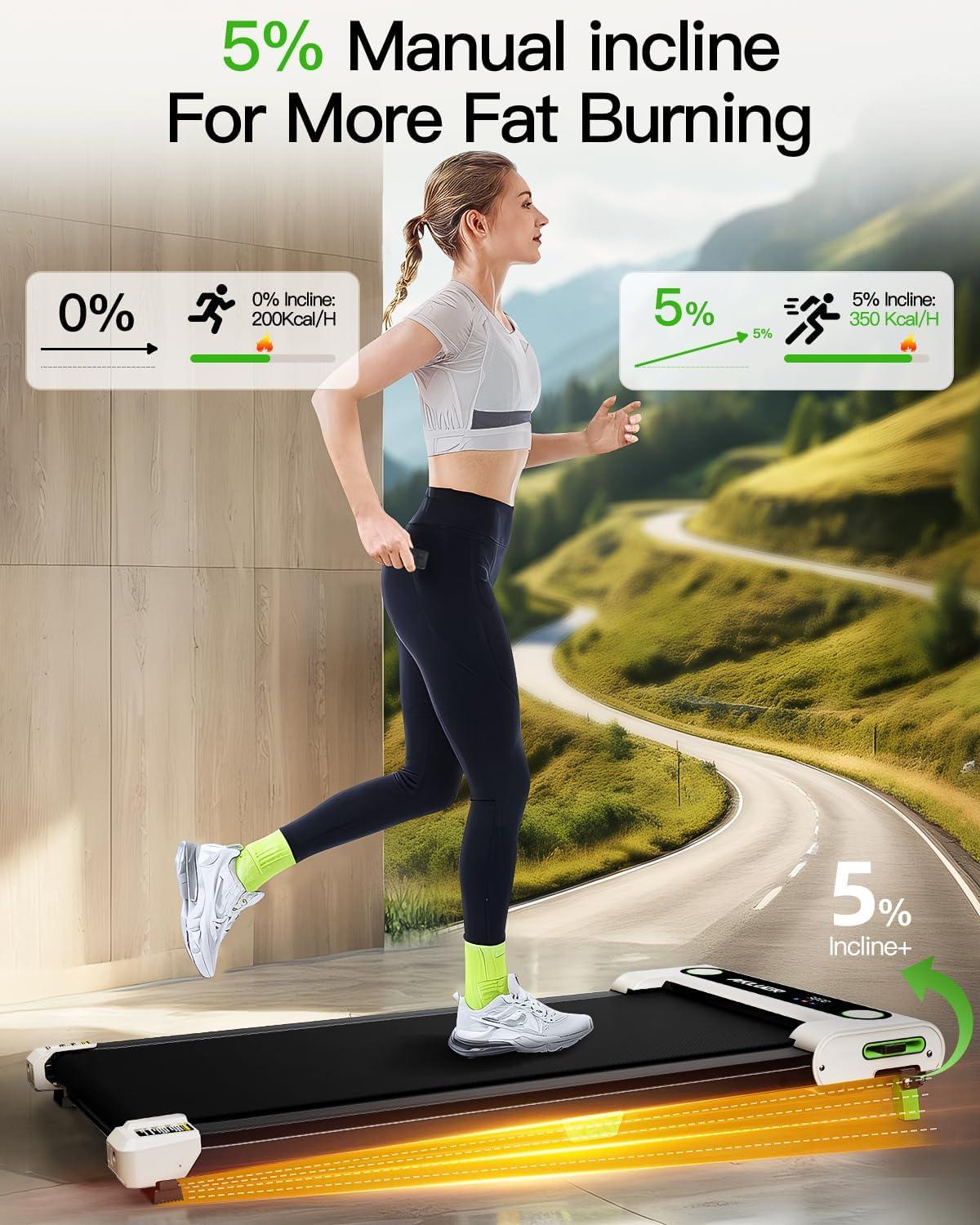 imageAKLUER Walking Pad with Incline Under Desk Treadmill for Home 25HP Portable Treadmills with Remote Control 4 in 1 Incline Treadmill with LED Display