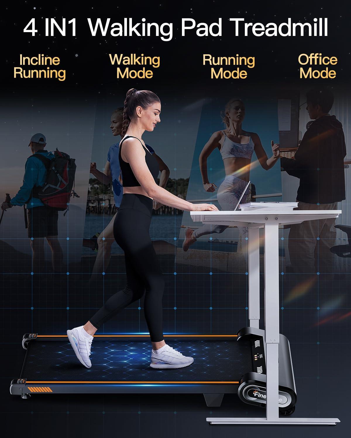 imageAkluer 13 6Level Walking Pad with Auto Incline  Treadmill with Auto Incline and Remote Control 330Lbs Capacity Portable Compact Treadmill for Home Office LED DisplayOrange