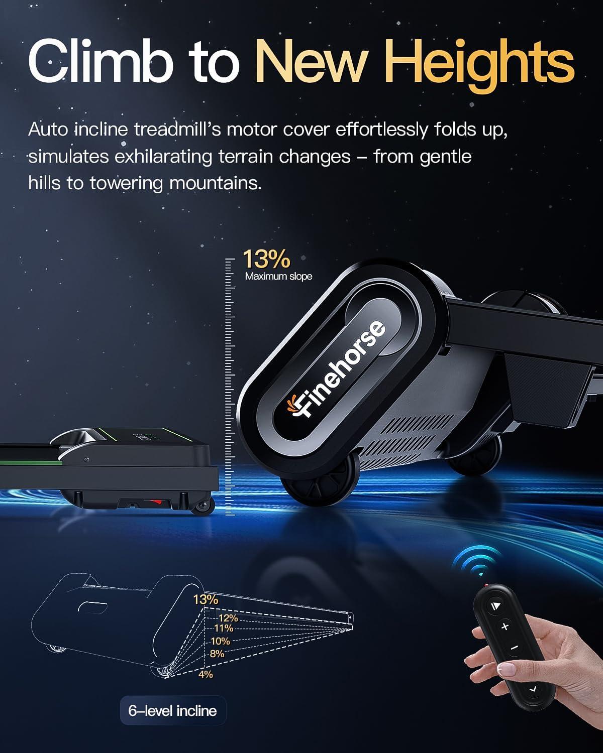 imageAkluer 13 6Level Walking Pad with Auto Incline  Treadmill with Auto Incline and Remote Control 330Lbs Capacity Portable Compact Treadmill for Home Office LED DisplayOrange