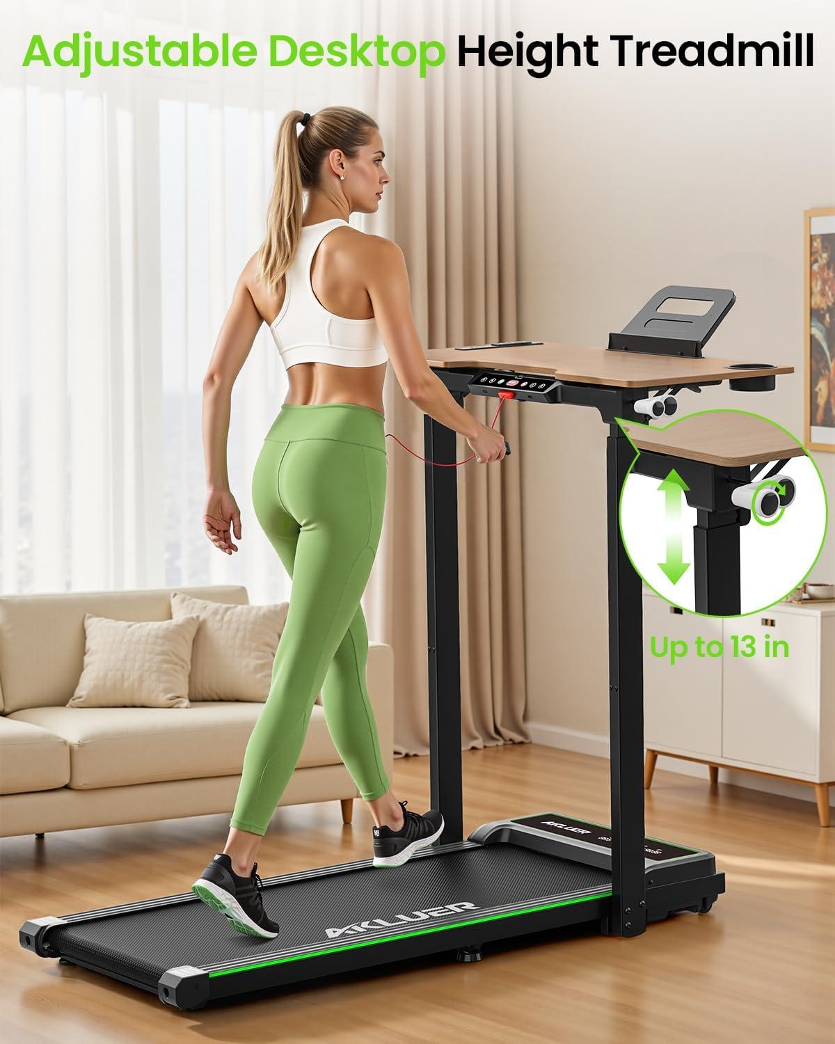 imageAkluer Walking Pad Treadmill 330lbs Capacity Compact Walking Pad 25HP Desk Treadmills 45dB Silent Operation Foldable Treadmill with Remote Control for Home OfficeBlackDesk