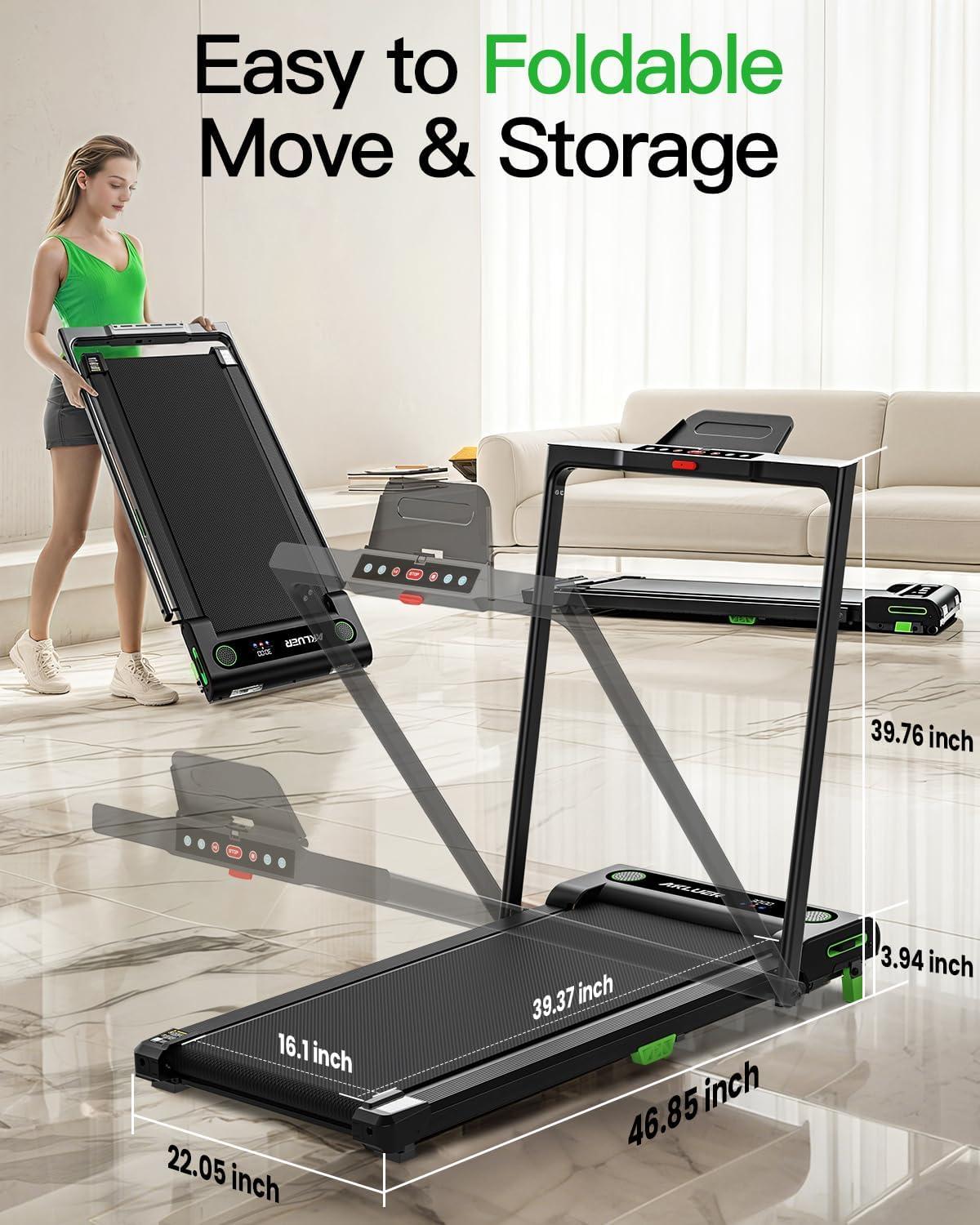imageAkluer Walking Pad Treadmill 330lbs Capacity Compact Walking Pad 25HP Desk Treadmills 45dB Silent Operation Foldable Treadmill with Remote Control for Home OfficeBlackHandrail