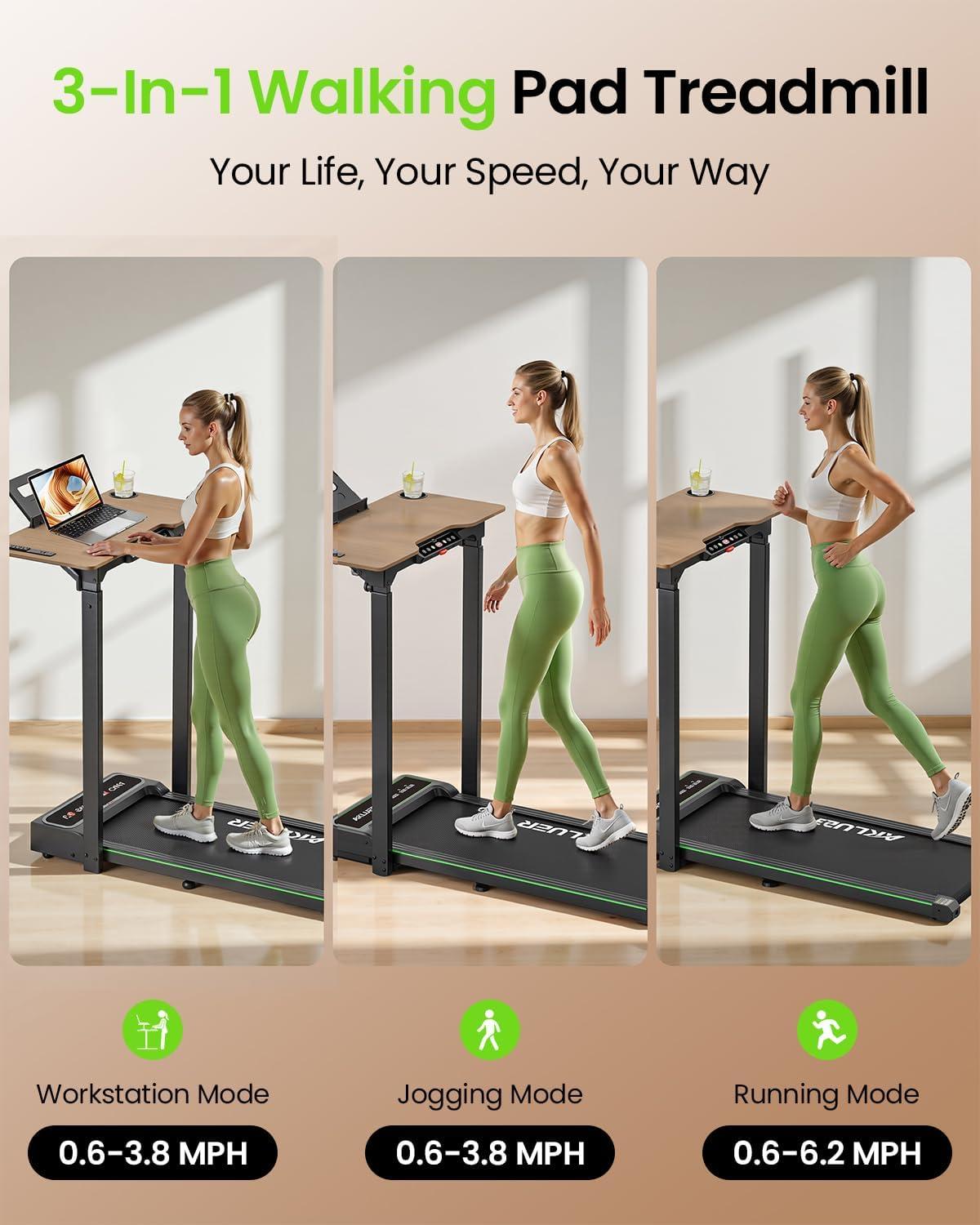imageAkluer Walking Pad Treadmill 330lbs Capacity Compact Walking Pad 25HP Desk Treadmills 45dB Silent Operation Foldable Treadmill with Remote Control for Home OfficeBlackDesk