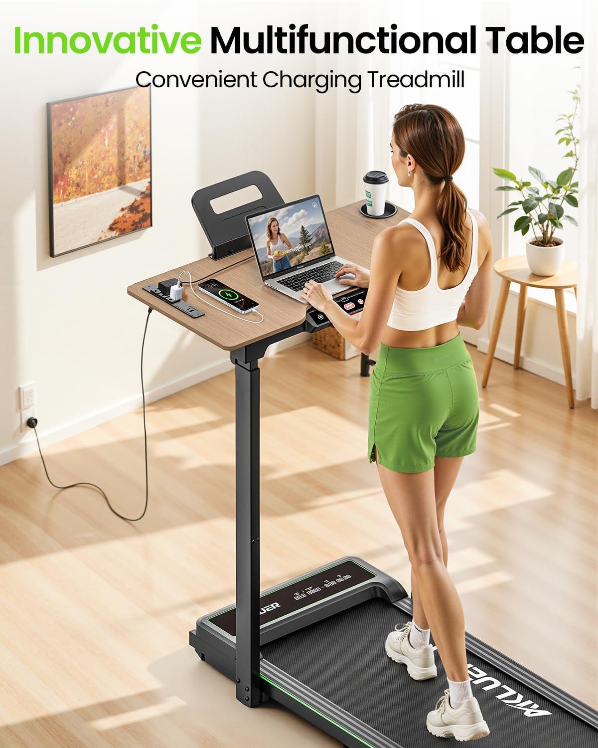 imageAkluer Walking Pad Treadmill 330lbs Capacity Compact Walking Pad 25HP Desk Treadmills 45dB Silent Operation Foldable Treadmill with Remote Control for Home OfficeBlackDesk