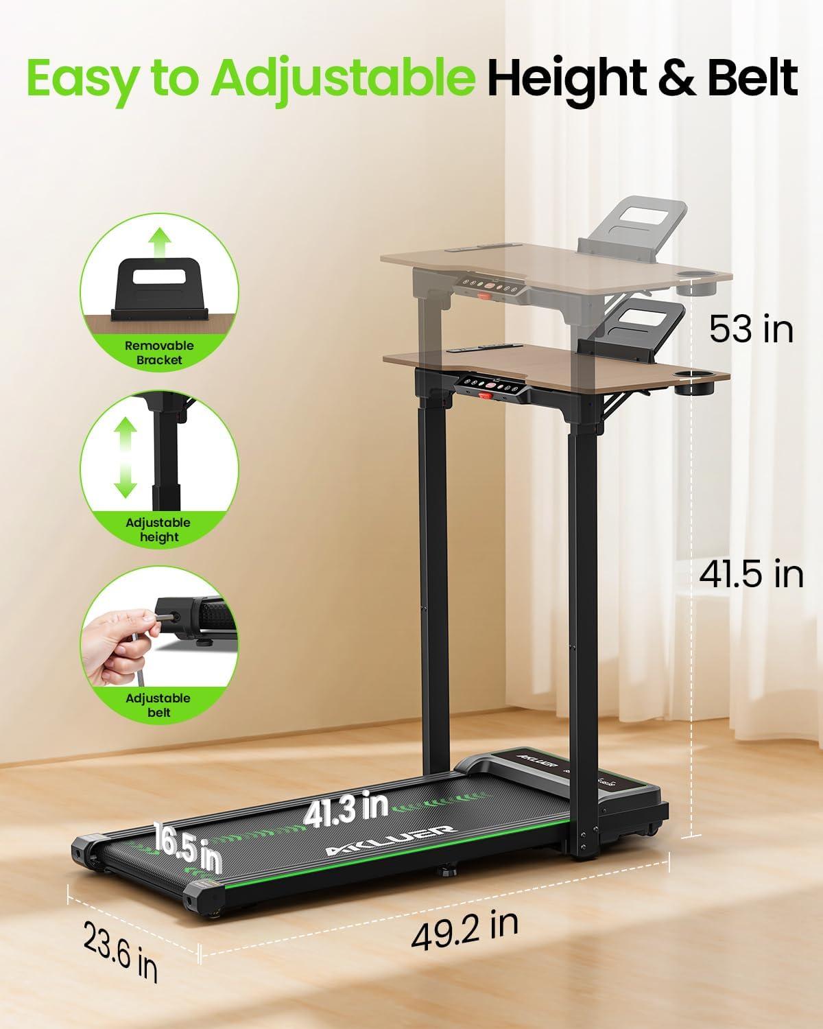 imageAkluer Walking Pad Treadmill 330lbs Capacity Compact Walking Pad 25HP Desk Treadmills 45dB Silent Operation Foldable Treadmill with Remote Control for Home OfficeBlackDesk
