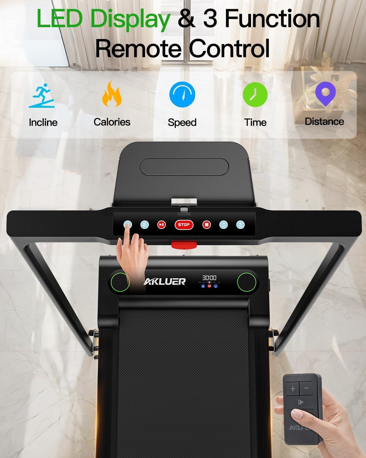 imageWalking Pad with Incline Akluer Incline Treadmills for Home 25 HP Under Desk Treadmill Small with Remote Control Walking Pad Small Treadmill with LED DisplayBlackHandrail