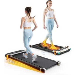 imageAKLUER Walking Pad with Incline  DualSided 2 in 1 Under Desk Treadmill with Shiatsu Foot Massager 330LBs Walking Pad Treadmills for Home and Office LED Display and Remote ControlBlack