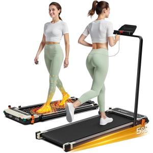 imageAKLUER Walking Pad with Incline  DualSided 2 in 1 Under Desk Treadmill with Shiatsu Foot Massager 330LBs Walking Pad Treadmills for Home and Office LED Display and Remote ControlWhite